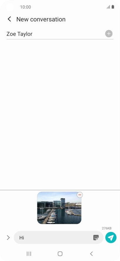 Press the send icon when you've finished your picture message. Press the send icon when you've finished your picture message.