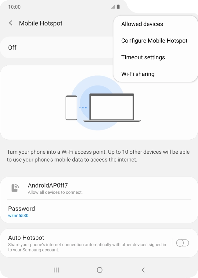 Press Configure Mobile Hotspot. Press Configure Mobile Hotspot.