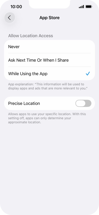Press the required setting to turn the function on or off. Press the required setting to turn the function on or off.