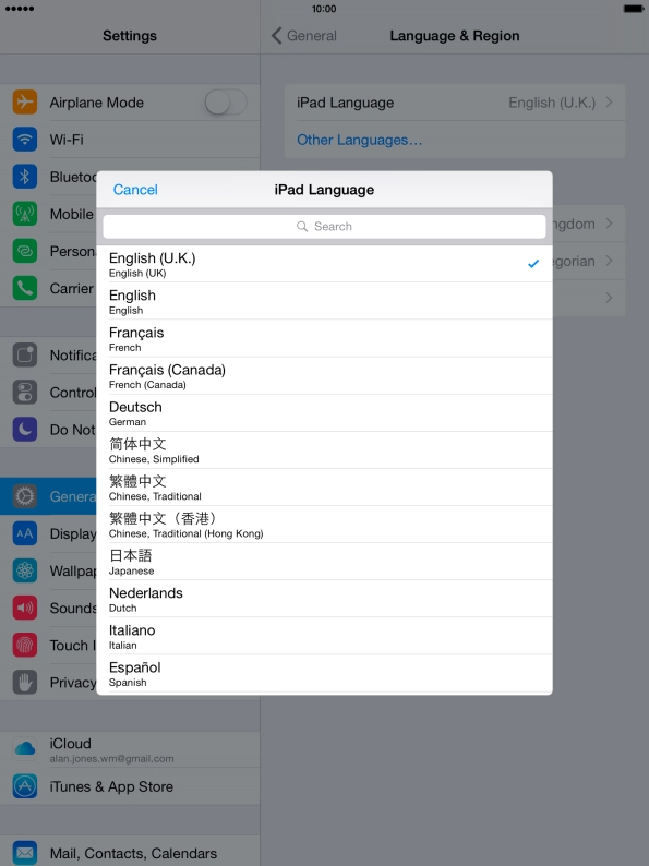 Press the required language. Press the required language.