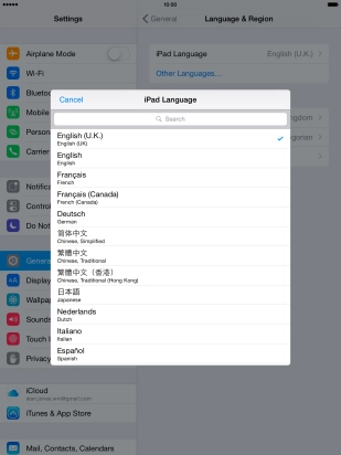 Press the required language. Press the required language.