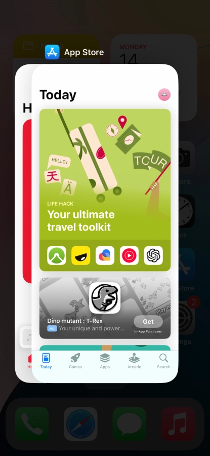 Slide upwards on the required application to end it. Slide upwards on the required application to end it.