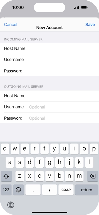 Press Username and key in the username for your email account. Please note that if you're using Vodafone's outgoing server, leave the username field empty. Press Username and key in the username for your email account. Please note that if you're using Vodafone's outgoing server, leave the username field empty.