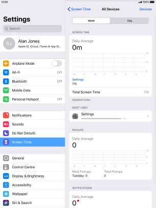 The use for the past week is displayed next to Total Screen Time. The use for the past week is displayed next to Total Screen Time.