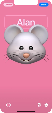 Press the name field and follow the instructions on the screen to select the required font and colour for your name on the Contact Poster. Press the name field and follow the instructions on the screen to select the required font and colour for your name on the Contact Poster.