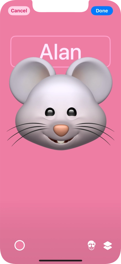 Press the name field and follow the instructions on the screen to select the required font and colour for your name on the Contact Poster. Press the name field and follow the instructions on the screen to select the required font and colour for your name on the Contact Poster.