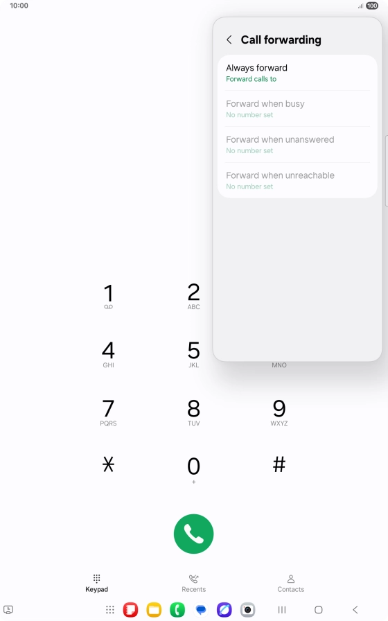 Press the required divert type. Press the required divert type.