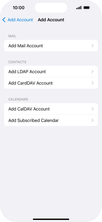 Press Add Mail Account. Press Add Mail Account.