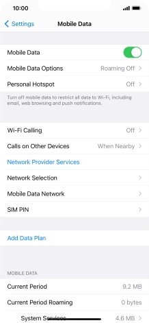 Press Mobile Data Options. Press Mobile Data Options.