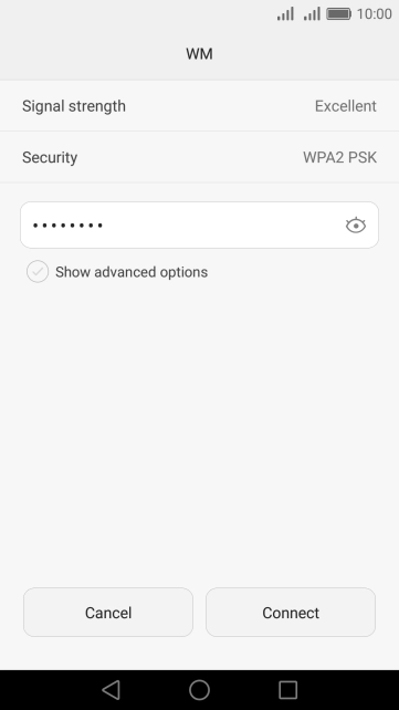 Key in the password for the Wi-Fi network and press Connect. Key in the password for the Wi-Fi network and press Connect.