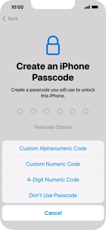 Follow the instructions on the screen to turn on use of phone lock code or press Don't Use Passcode. Follow the instructions on the screen to turn on use of phone lock code or press Don't Use Passcode.