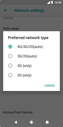 Press the required network mode. Press the required network mode.