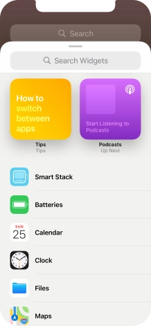 Press the required widget. Press the required widget.