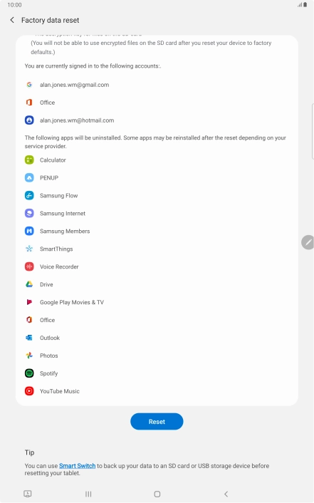 Press Reset. Press Reset.