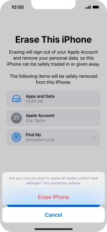 Press Erase iPhone. Press Erase iPhone.