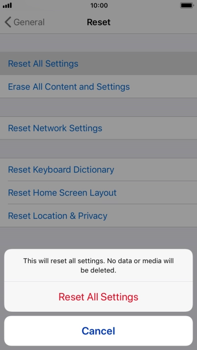 Press Reset All Settings. Press Reset All Settings.