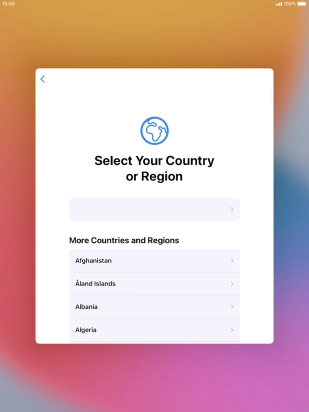Press the required country or area. Press the required country or area.