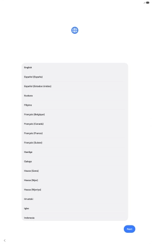 Press the required language. Press the required language.