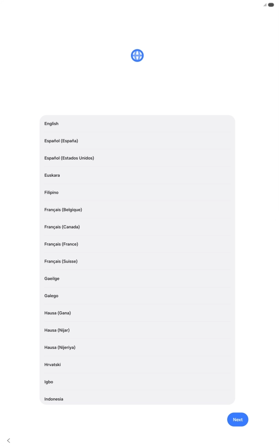 Press the required language. Press the required language.