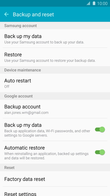 Press Factory data reset. Press Factory data reset.
