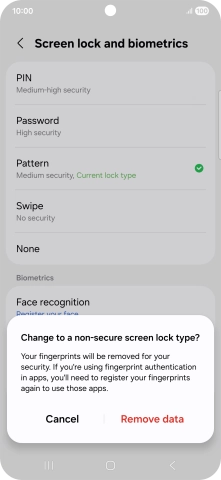 Press Remove data. Press Remove data.