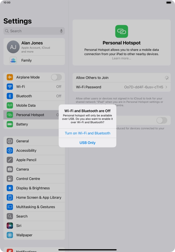 If Wi-Fi is turned off, press Turn on Wi-Fi and Bluetooth. If Wi-Fi is turned off, press Turn on Wi-Fi and Bluetooth.