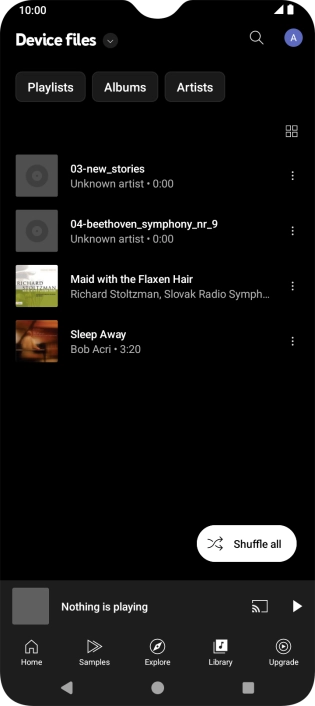 Press the required audio file. Press the required audio file.
