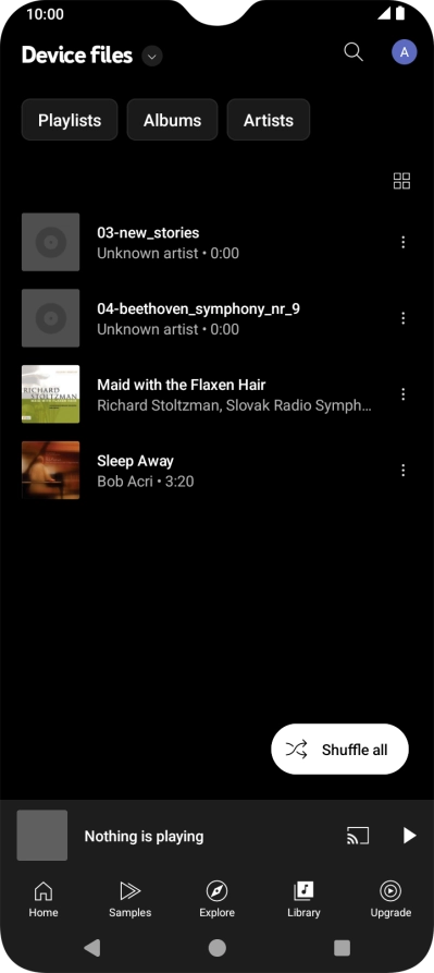 Press the required audio file. Press the required audio file.