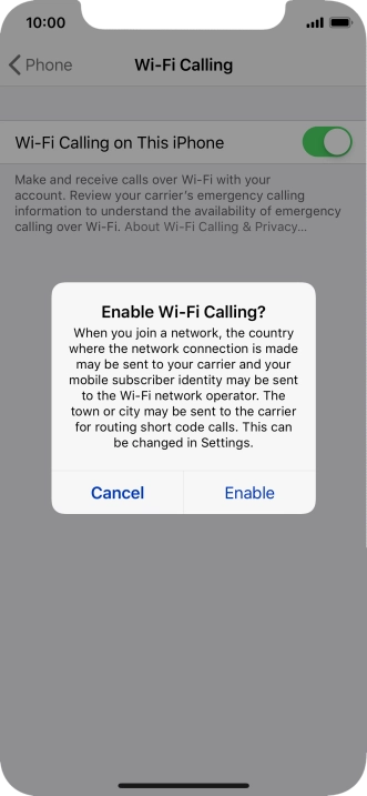 If you turn on the function, press Enable. If you turn on the function, press Enable.