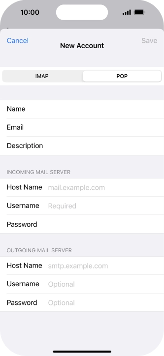 Press Host Name and key in the name of your email provider's incoming server. Press Host Name and key in the name of your email provider's incoming server.