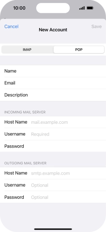 Press Host Name and key in the name of your email provider's incoming server. Press Host Name and key in the name of your email provider's incoming server.