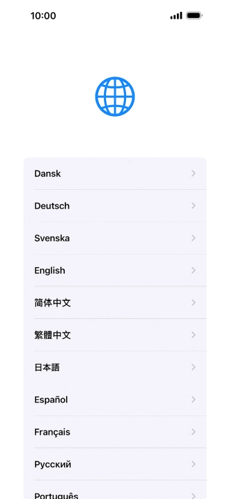 Press the required language. Press the required language.