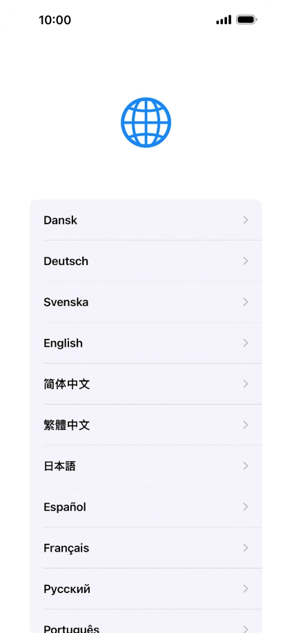 Press the required language. Press the required language.