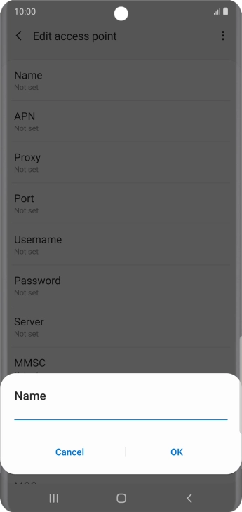 Key in Vodafone Internet and press OK. Key in Vodafone Internet and press OK.