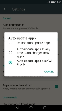 Press Auto-update apps over Wi-Fi only to turn on the function. Press Auto-update apps over Wi-Fi only to turn on the function.
