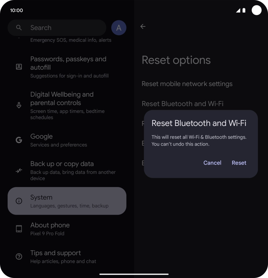 Press Reset. Press Reset.