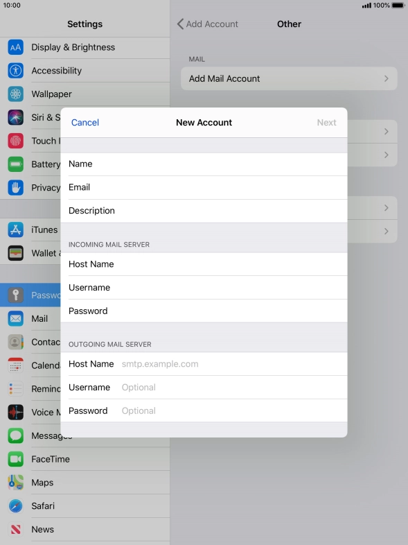 Press Host Name and key in the name of your email provider's outgoing server. Please note that if you can't send email messages when using your email provider's outgoing server, key in smtp.vodafone.net.au (Vodafone's outgoing server). Press Host Name and key in the name of your email provider's outgoing server. Please note that if you can't send email messages when using your email provider's outgoing server, key in smtp.vodafone.net.au (Vodafone's outgoing server).