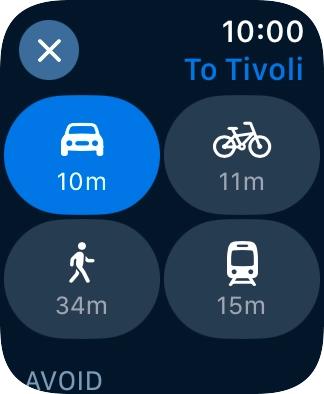 Press the required transport type. Press the required transport type.