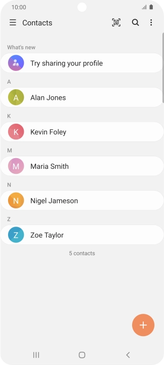 Press the required contact. Press the required contact.