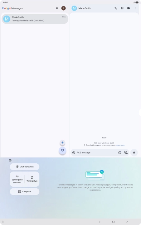 To generate a text, press Composer and follow the instructions on the screen to use the function. To generate a text, press Composer and follow the instructions on the screen to use the function.