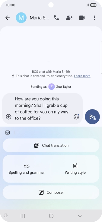 To change the writing style of your text, press Writing style and follow the instructions on the screen to use the function. To change the writing style of your text, press Writing style and follow the instructions on the screen to use the function.