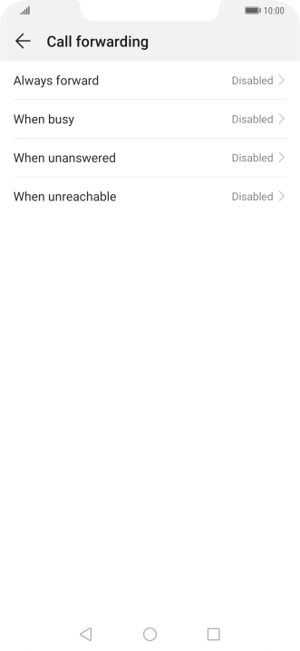 Press the required divert type. Press the required divert type.