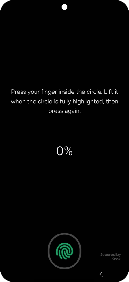 Follow the instructions on the screen to create the phone lock code using your fingerprint. Follow the instructions on the screen to create the phone lock code using your fingerprint.