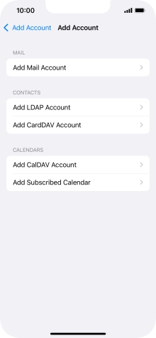 Press Add Mail Account. Press Add Mail Account.