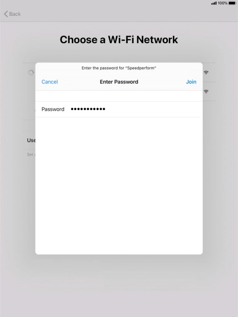 Key in the password for the Wi-Fi network and press Join. Key in the password for the Wi-Fi network and press Join.