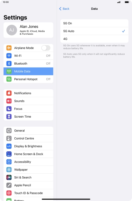 To turn on use of 5G primarily, press 5G On. To turn on use of 5G primarily, press 5G On.
