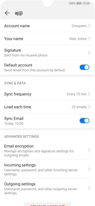 Press Account name and key in the required name. Press Account name and key in the required name.