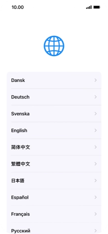 Press the required language. Press the required language.