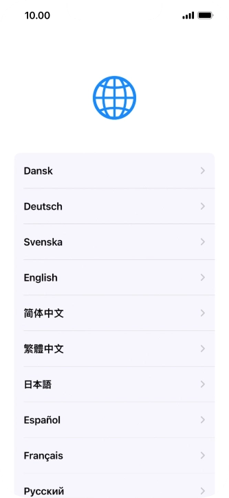 Press the required language. Press the required language.