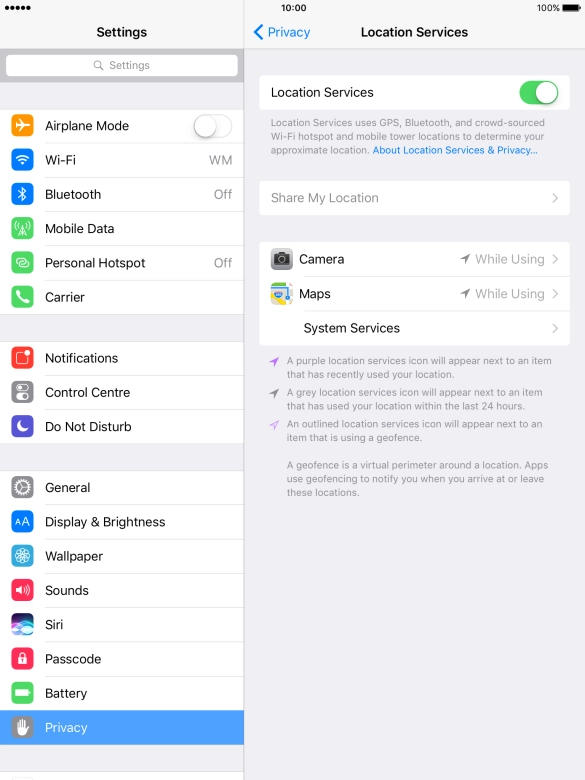 Press the required application. Press the required application.